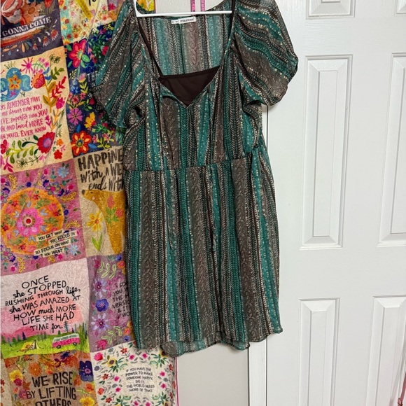 Maurices Green and Brown Striped Mini Dress​ - Picture 1 of 4